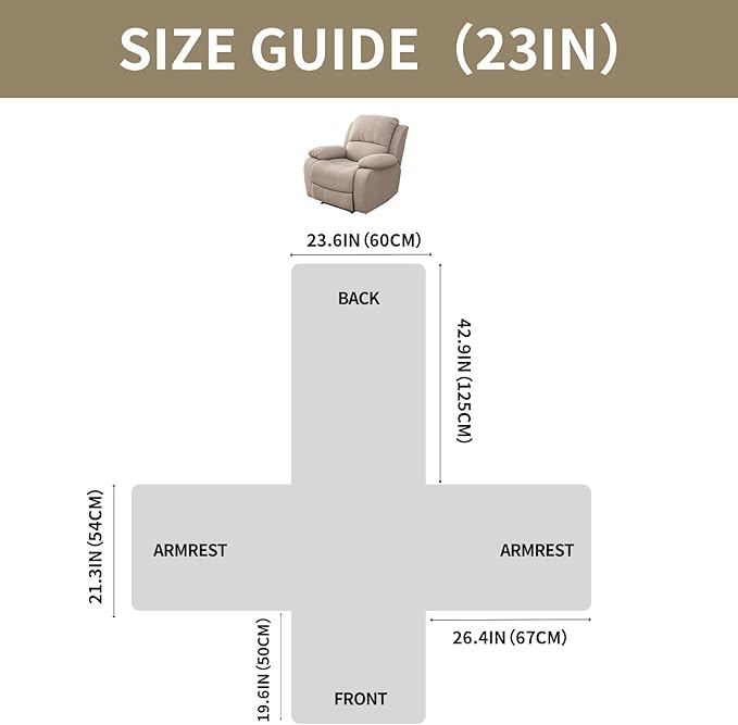 Easehomey 100% Waterproof Recliner Chair Covers, Non Slip Dog Chair Cover Furniture Protector Washable Chair Cover with Pocket, Elastic Straps for Kids,Pets,Dogs (Khaki, 23.6")