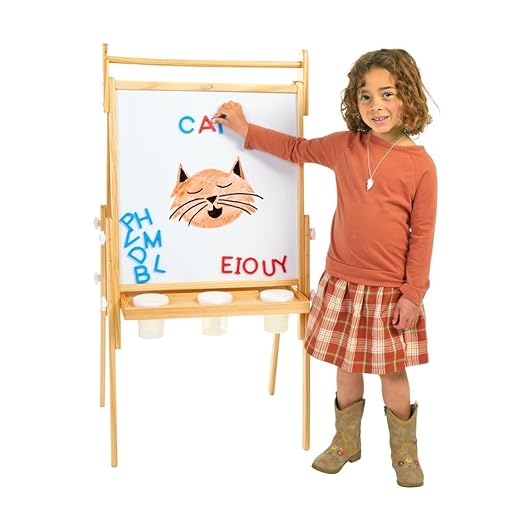 Colorations All in One Wooden Adjustable Easel with Markers & Bonus Chalk