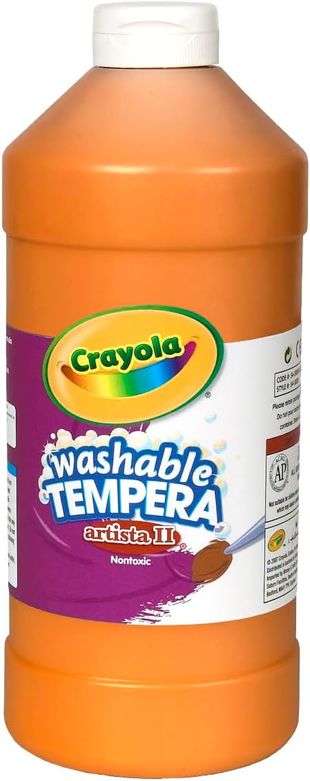 Crayola Washable Tempera Paint For Kids, Orange Paint, Classroom Supplies, Non-Toxic, 32 Oz Squeeze Bottle