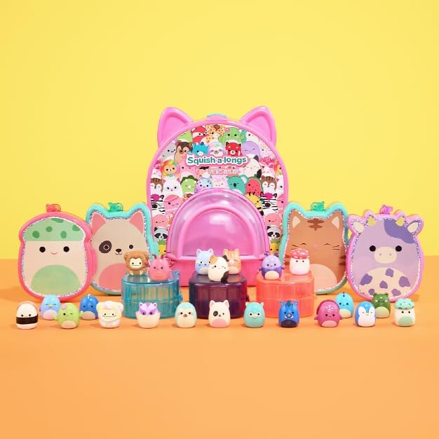 Squish-a-longs 8 Pack - 1” Mini-Squish with 2 Accessories, 1 Ring, and a Collector’s Guide - Collect, Trade, & Play