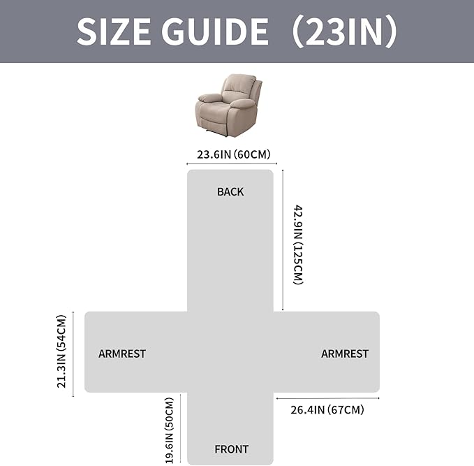 Easehomey 100% Waterproof Recliner Chair Covers, Non Slip Dog Chair Cover Furniture Protector Washable Chair Cover with Pocket, Elastic Straps for Kids,Pets,Dogs (Light Gray, 23.6")