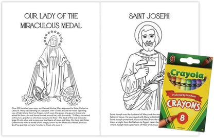 Westmon Works The Saints Coloring Book with Crayons and Hail Mary Our Father Bookmark Children's Gift Set
