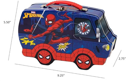 Spider-man Van Shaped Tin Carry All with Handle Lock and Clasp