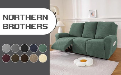 NORTHERN BROTHERS Recliner Sofa Covers 3 Seater - Reclining Sofa Covers Couch Covers for Reclining Couches Reclining Couch Covers, Light Green
