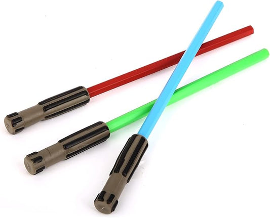 L LIFETIME Light Saber Pencils Party Favors, Star Fan Theme Goody Bag Supplies Blue Red Green with 3D Eraser Top for Boys Girls Adults Teen Tween Gift Birthday Celebration (3)