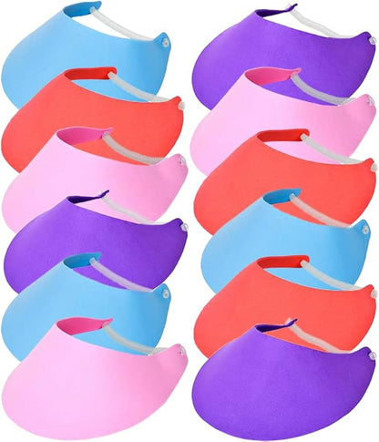 ArtCreativity Foam Sun Visors for Women, Assorted Color Set of 12, Visor for Kids Age 3+, 3 Pc of Each Color – Blue, Red, Purple & Pink, Great for Kids, Class Field & Camping Trips, Carnival Prize