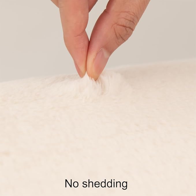 RBSC Home Waterproof Faux Fur Recliner Covers - Ivory Antislip Recliner Chair Slipcover Faux Rabbit Plush Furniture Protector with Elastic Straps for Kids, Dogs, Pets