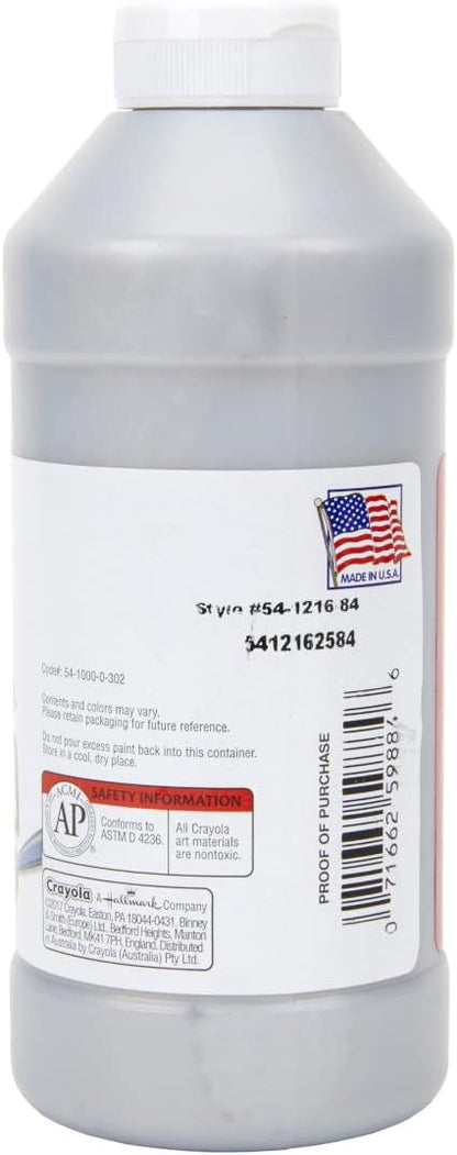 Crayola Premier Tempera Paint For Kids - Silver (16oz), Kids Classroom Supplies, Great For Arts & Crafts, Non Toxic, Easy Squeeze Bottle