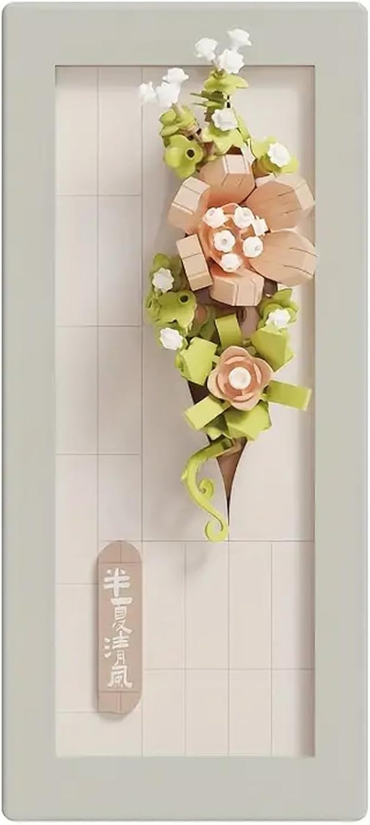 Painting Wall-Hangable Four Seasons Flowers Idea Frame Building Blocks, Wall-Hangable Wall Art Flower Frame Series, Lily、Orchid and Rose, Compatible with Lego 630 Building Accessory (243 PCS)