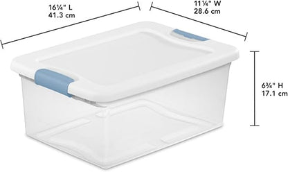 Sterilite 36-Pack Latching Box, Under Bed Storage Bins with Lids, Clear Plastic, 15 Quart - Heavy-Duty Organizing Containers for Closet, Bathroom, and Office