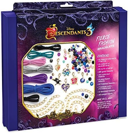 Make It Real Disney Descendants 3 Fierce Fashion Jewelry Kit - DIY Bead & Charm Bracelet Making Set, Includes Supplies, Beads, Charms, Descendants Book - Create 8 Bracelets, for Ages 8