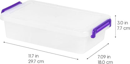 IRIS USA 3 Qt. Plastic Craft Storage Container Bins with Lids, 10 Pack, Small Art & Office Supply Organizer Tote, Sensory Bins & Boxes for Home & University, Stackable, Secure Latch Buckles, Clear