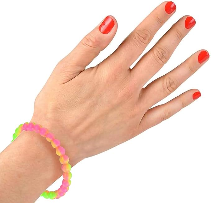 ArtCreativity Tie Dye Bead Bracelets - Pack of 12 Stretch Novelty Wristbands in Assorted Colors - Fun Party Favor, Carnival Prize, Goodie Bag Fillers, Bracelets for Kids and Adults