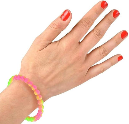 ArtCreativity Tie Dye Bead Bracelets - Pack of 12 Stretch Novelty Wristbands in Assorted Colors - Fun Party Favor, Carnival Prize, Goodie Bag Fillers, Bracelets for Kids and Adults