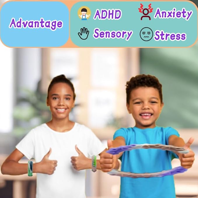 20PCS Sensory Fidget Toys for Kids Adults-Stretchy Fidget Bracelet&exture,Calming Autism Sensory Toys for Needs Autistic Children,Calm Down Toy for Toddler Girls Boys