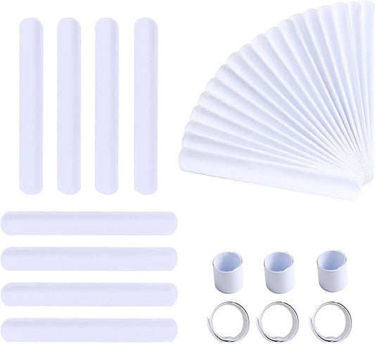 Umikk 110 Pack White Slap Bracelets Bulk, 8.7 x 1.2 Inch DIY Slap Bracelet for Kids, Blank Slap Bands for School Craft Projects, Birthday, Halloween, Christmas, DIY Painting, Vinyl Wrapping