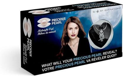 My Inspirations Precious Pearl Pearl in Oyster Kit, Mysterious Pearl Gift Set, DIY Necklace Making Kit, Elegant Pendant with 20" Chain, Rhodium Plated, Great Gift for Any Occasion, Owl