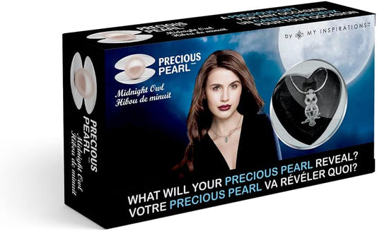 My Inspirations Precious Pearl Pearl in Oyster Kit, Mysterious Pearl Gift Set, DIY Necklace Making Kit, Elegant Pendant with 20" Chain, Rhodium Plated, Great Gift for Any Occasion, Owl