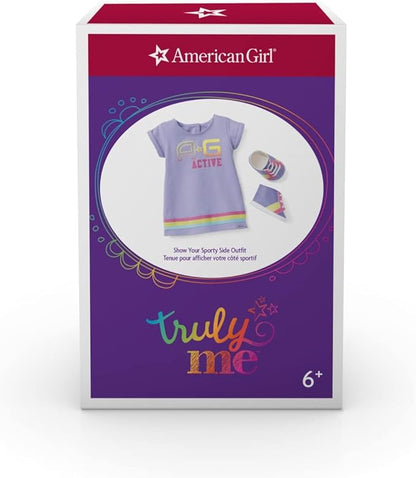 American Girl Truly Me 18-inch Doll Show Your Sporty Side Outfit with Printed T-shirt Dress and Sneakers, For Ages 6+