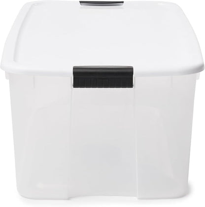 Sterilite 8-Pack Ultra Latching Box, Storage Bins with Lids, Clear Plastic, 116 Quart - Heavy-Duty Organizing Containers for Closet, Bathroom, and Office