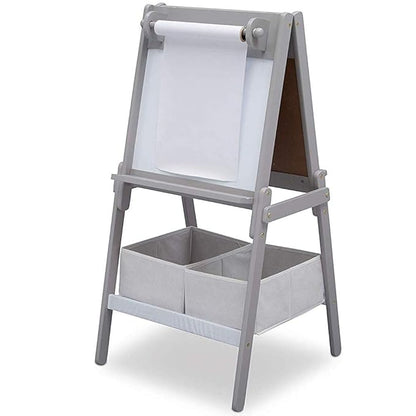 Delta Children MySize Kids Double-Sided Storage Easel -Ideal for Arts & Crafts, Drawing, Homeschooling and More - Greenguard Gold Certified, Grey