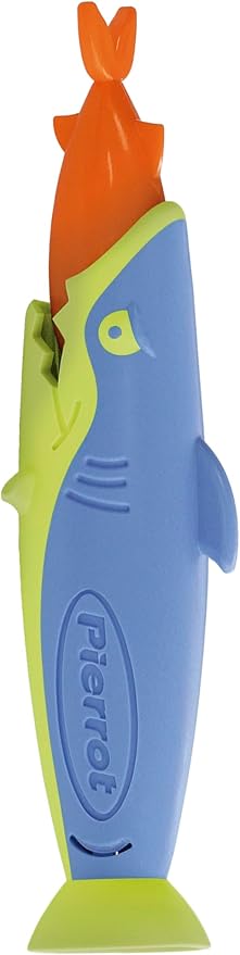 Pierrot Sharky Kids Toothbrush – Soft Bristles for Toddlers and Kids, Shark Handle with Suction Base and Cap, Easy-Grip Child-Friendly Toothbrush for Ages 2-8, Gentle Brushing, Pack of 2