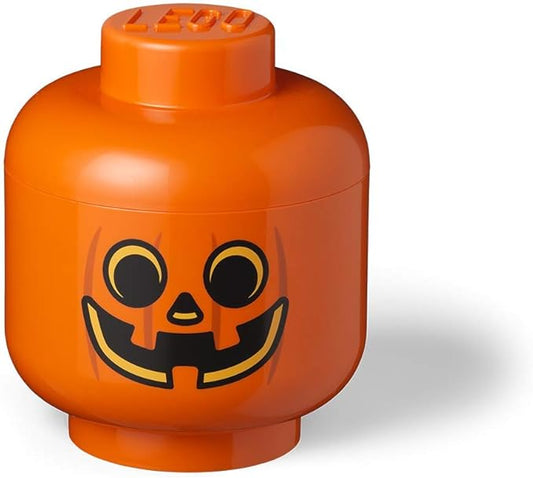Room Copenhagen, LEGO Storage Heads Stackable Storage Container - Buildable Organizational Bins for Kid’s Toys and Accessories - 9.45 x 9.45 x 10.67in - Large, Pumpkin, Holds 500 Bricks