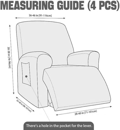 NORTHERN BROTHERS Oversized Recliner Chair Covers - Large Recliner Cover That Stay in Place 4 Piece, Jacquard Lazy Boy Recliner Chair Covers 1 Seater, Khaki