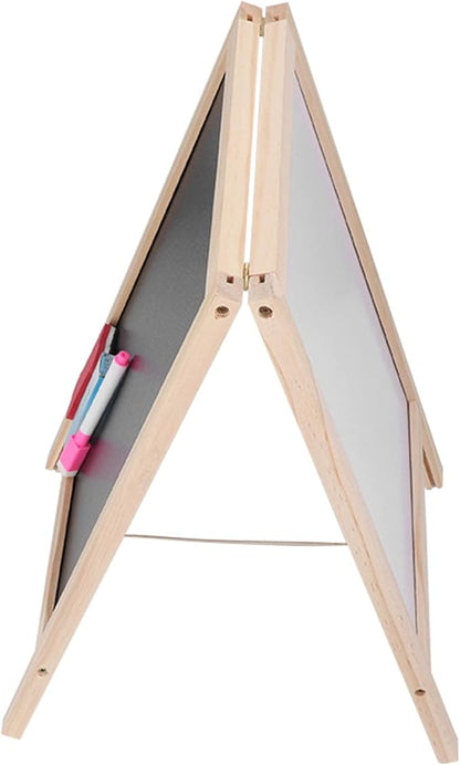 Jeanoko Kids Easel Whiteboard, Kids Easel Double Sided Foldable Standing Large Painting Space Poplar Structure Wooden Easel 25x40cm with Accessories