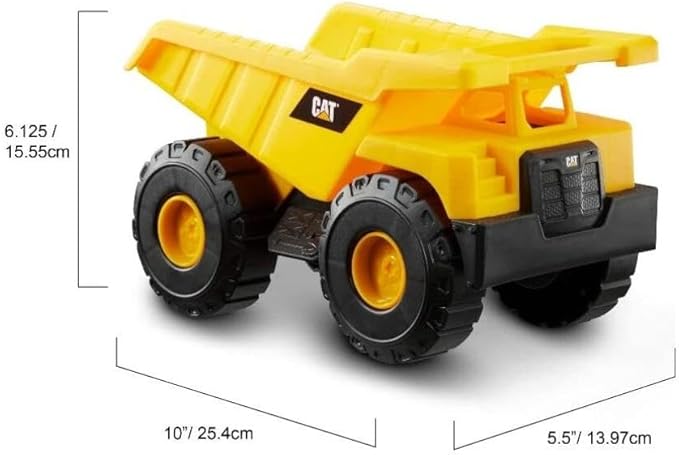 CAT Construction Toys, CAT Dump Truck Toy Construction Vehicle – 10" Plastic Action Vehicle with Articulated Buckets for Indoor & Outdoor Play. Ages 3+