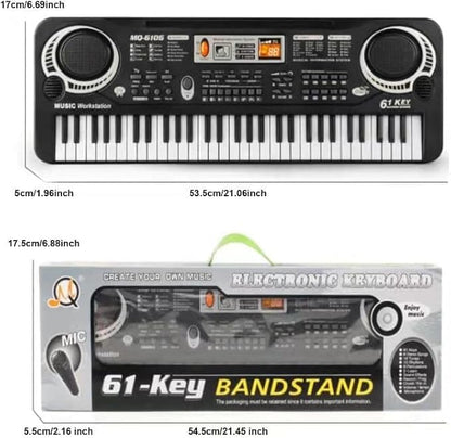 61 Key Piano Keyboard for Kids, Electronic Music Toy for Beginners, 16 Tones, 10 Rhythms, 6 Demos, Built-in Recording, Perfect Christmas or Birthday Gift for Ages 3+