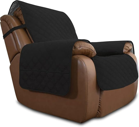 Easy-Going Sofa Slipcover Waterproof Oversized Recliner Chair Cover Non-Slip Fabric Couch Cover for Living Room Washable Furniture Protector for Pets Kids Children Dog Cat (Oversized Recliner, Black)