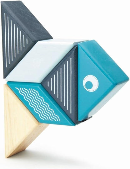 6 Piece Tegu Travel Pal Magnetic Wooden Block Set, Whale