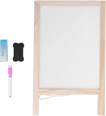 Jeanoko Kids Easel Whiteboard, Kids Easel Double Sided Foldable Standing Large Painting Space Poplar Structure Wooden Easel 25x40cm with Accessories
