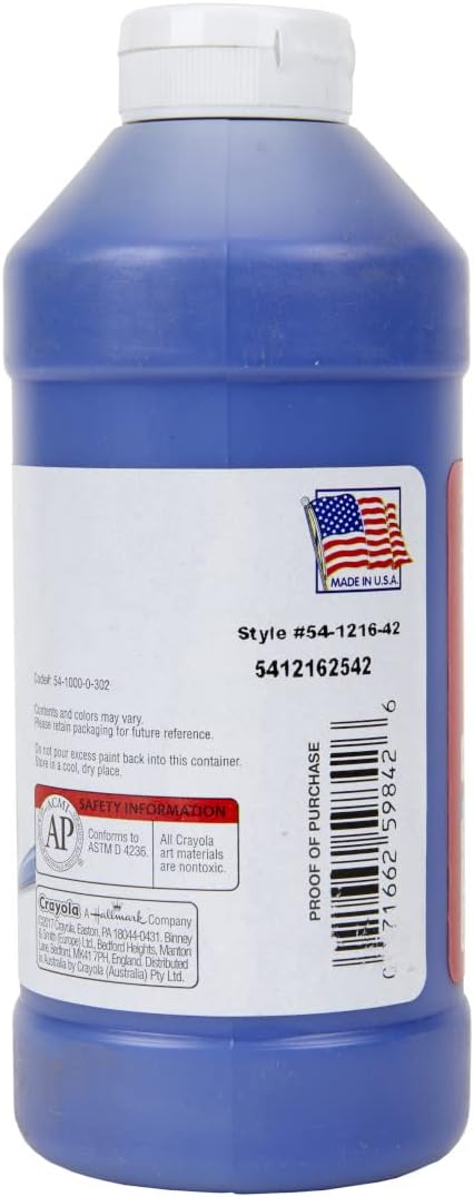 Crayola Premier Tempera Paint for Kids - Blue (16oz), Kids Classroom Supplies, Great for Arts & Crafts, Non Toxic, Easy Squeeze Bottle