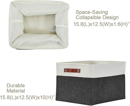 DECOMOMO Storage Baskets for Shelves - Fabric Storage Bins, Linen Closet Organizers and Storage (Black & White, XL - 3 Pack)