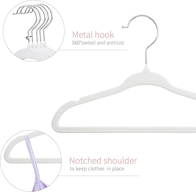 ManGotree Velvet Baby Clothes Hangers, 10.95'' Non-Slip Kids Hangers, Space Saving Hangers for Infant Toddler Children (30 Pack, White)