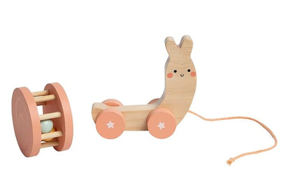 Pearhead Montessori Snail Pull Toy, Pull Along Wooden Toy, Early Development Push and Pull String Toy, Motor Skill Toy for Toddlers Ages 1+ Year