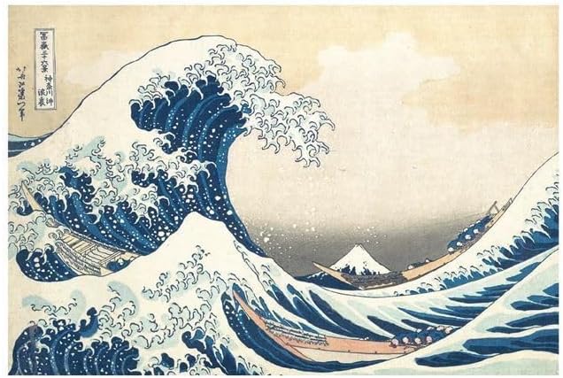 PLUS PLUS Inspired Art History Building Set, 3D Painting Kit & Craft Supplies for Kids, 350 Mini Interlocking Open Ended Pieces - Hokusai, The Great Wave