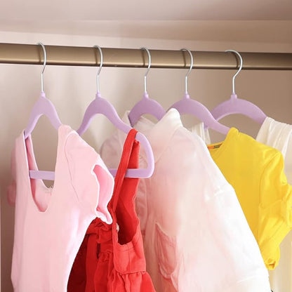 Kids Velvet Clothes Hangers, Non Slip Baby Hangers Purple(11.6" Inch - 40 Pack)