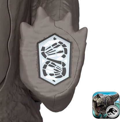 Mattel Jurassic World Rebirth Wild Roar Nasutoceratops Dinosaur Toy with Tail-Controlled Chomp Multi-Direction Attack & Sound, Posable & Digital Play