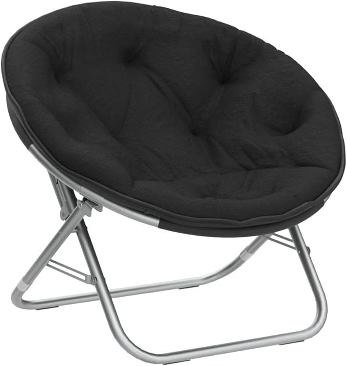 Urban Lifestyle Faux Fur Saucer Chair, One Size, Black