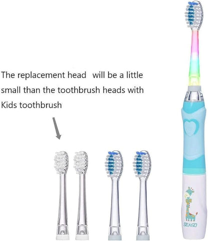 SEAGO Toothbrush Replacement Heads - SG977 SG513 - SEAGO Kids Toothbrushes Heads for Toddlers - Compatible with SEAGO Electric Toothbrushes Kids (White, 4-Pack) (White, 1 Count (Pack of 4))