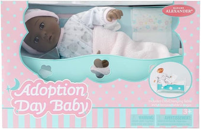 Madame Alexander 14" Adoption Day Baby Girl Doll, Dark Skin Tone, Brown Eyes (20454)