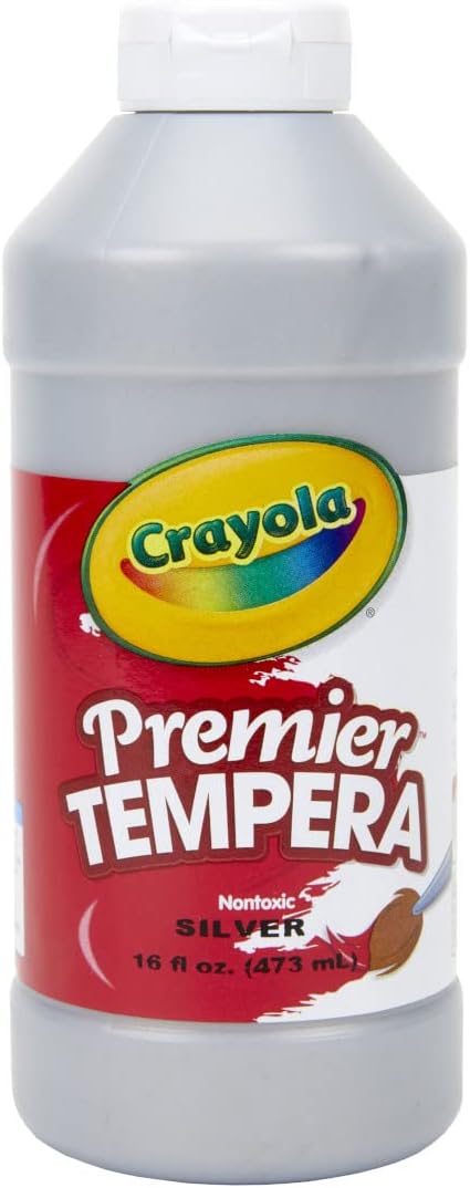 Crayola Premier Tempera Paint For Kids - Silver (16oz), Kids Classroom Supplies, Great For Arts & Crafts, Non Toxic, Easy Squeeze Bottle