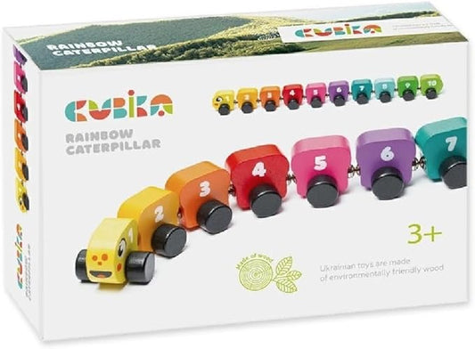 Wooden Rainbow Caterpillar – Magnetic Sorting Train Toy for Kids Ages 3+– Wooden Learning Toy for Colors, Shapes, and Fine Motor Skills