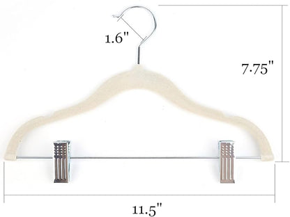 Tosnail 30 Pack Kids Velvet Hangers Children's Clothes Hangers Baby Hangers with Clips - Cream