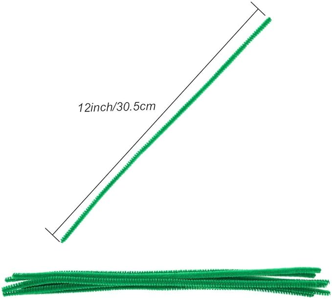 Caydo 200 Pieces Green Pipe Cleaners for Mother's Day Decorations, Craft Chenille Stems for Kids DIY Art Craft Projects (6 mm x 12 inch)