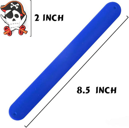 PROLOSO Slap Bracelets Silicone Slap Wristband Pirate Snap Bracelet Kids Slap Toy Bulk Party Favors 12 Pcs