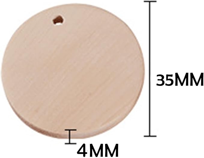 100Pcs Round Wood Circles with Keychain,Blank Round-Shaped Wooden Keychain Set with 100Pcs Wood Blanks,100Pcs Keychain Rings with Chain,100Pcs Open Jump Rings for DIY Crafts Decorations Ornaments